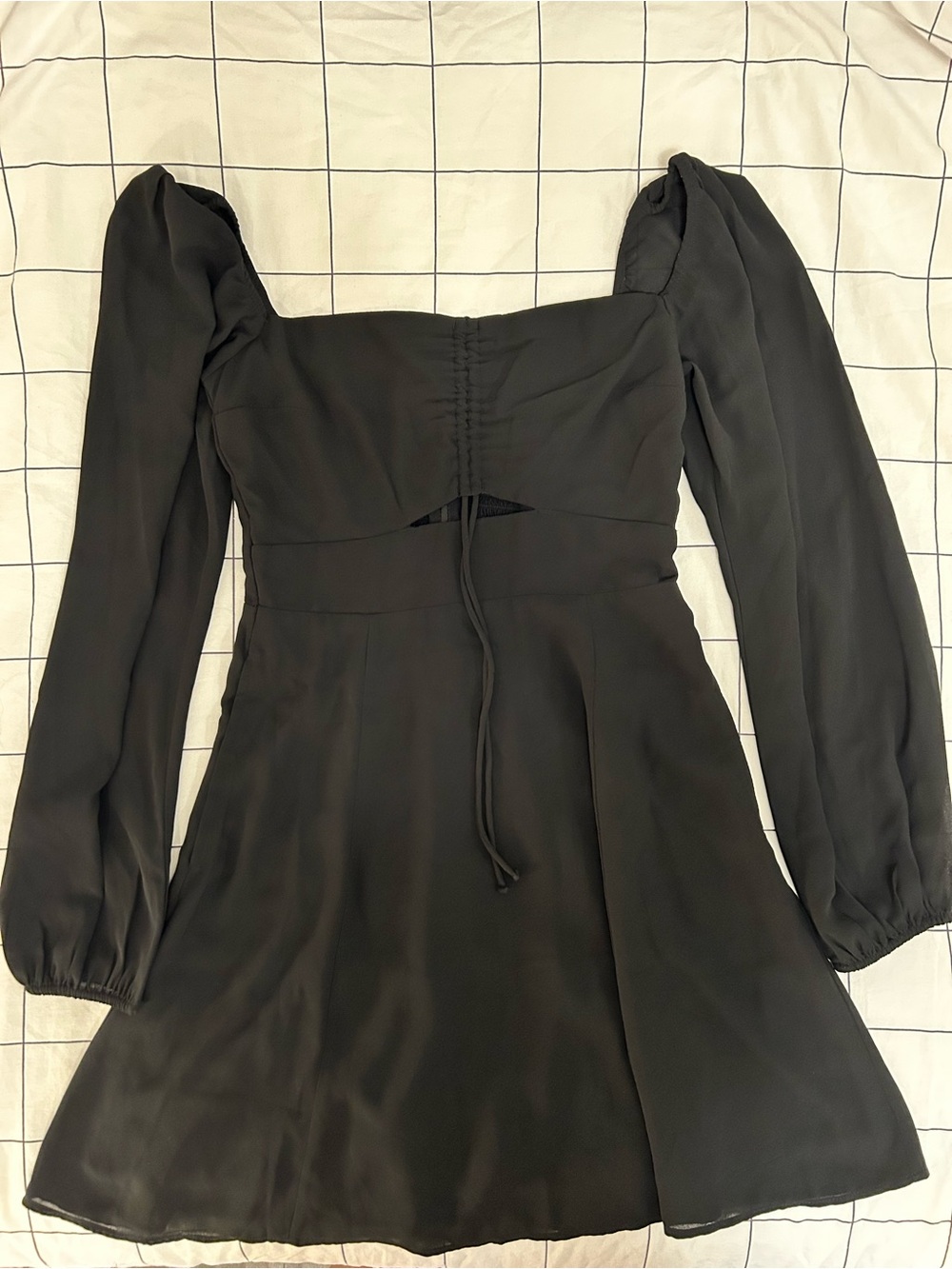 Abercrombie & Fitch Women's Front Tie Cinch Long Sleeve Mini Dress